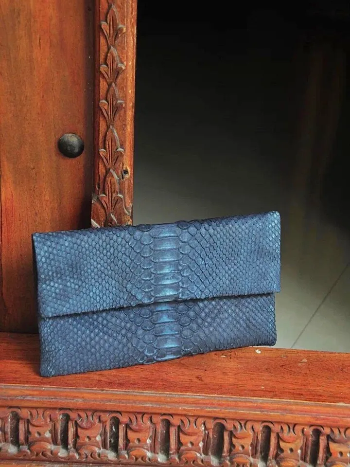 Genuine python skin blue jeans clutch handmade, classy elegant leather clutch, bag free shipping, clutch leathe, small clutch snakeskin