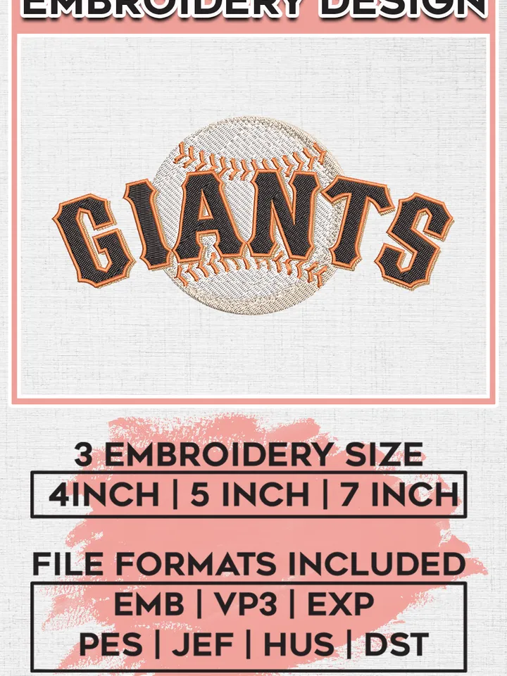 MLB Giants Team Logo Embroidery Design, MLB San Francisco Giants Embroidery files, Baseball Team, San Francisco Giants Design, Digital Download