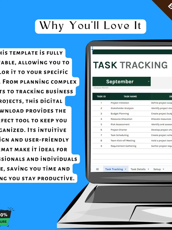 Task Tracking Template, Google Sheets, Project Management Tool, Simple & Editable Task Planner