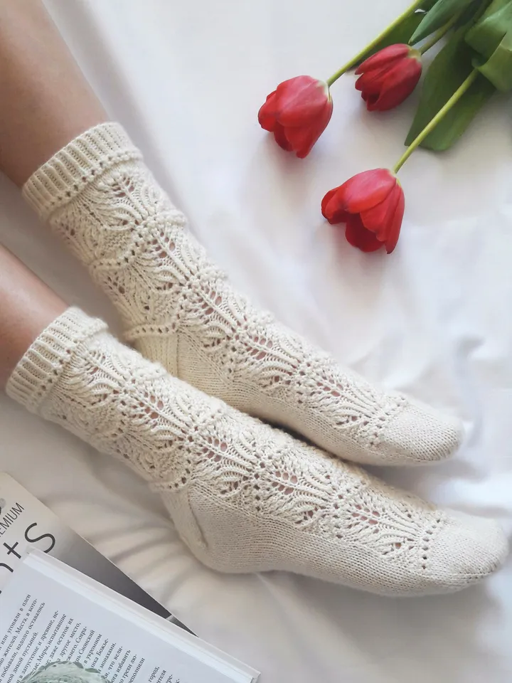 Hand knitted socks woman. lace socks woman's. luxurious gift for her.