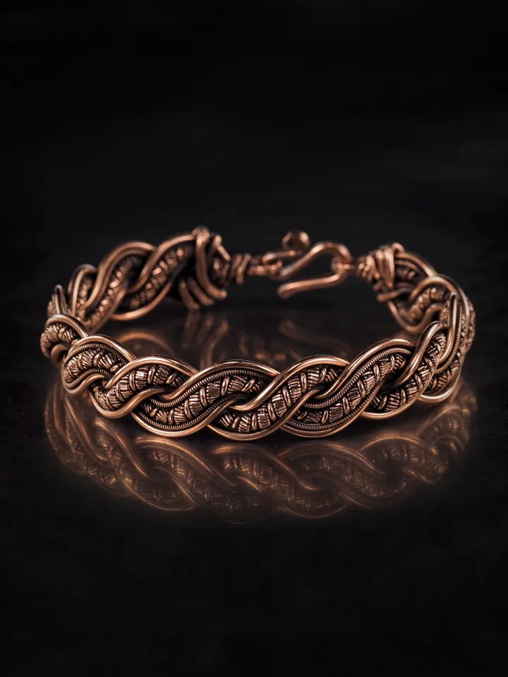 Copper wire wrapped bracelet for woman 7th Anniversary gift