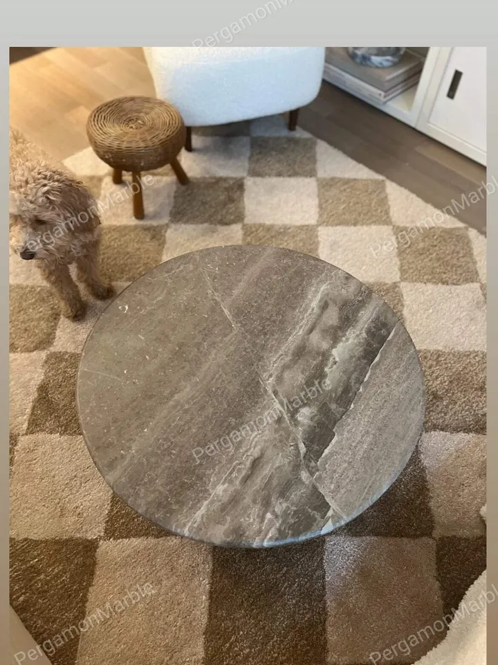 Brown Marble Coffee Table Italian model real marble handmade, Special stone