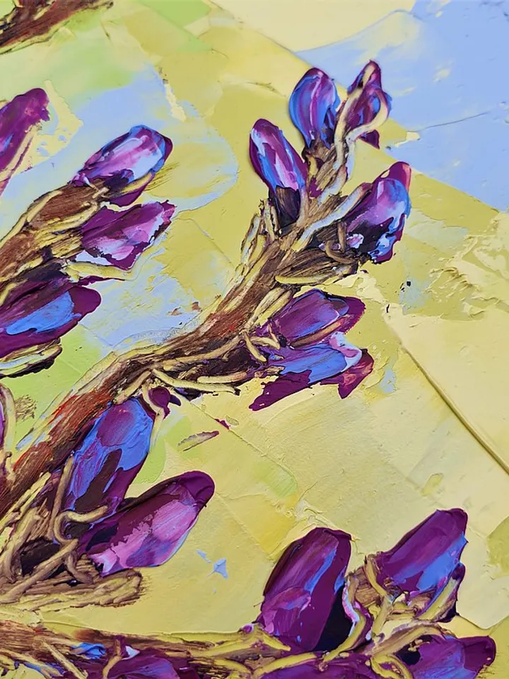 Lavender Painting Butterfly Original Art Floral Wall Art Flower Painting Small