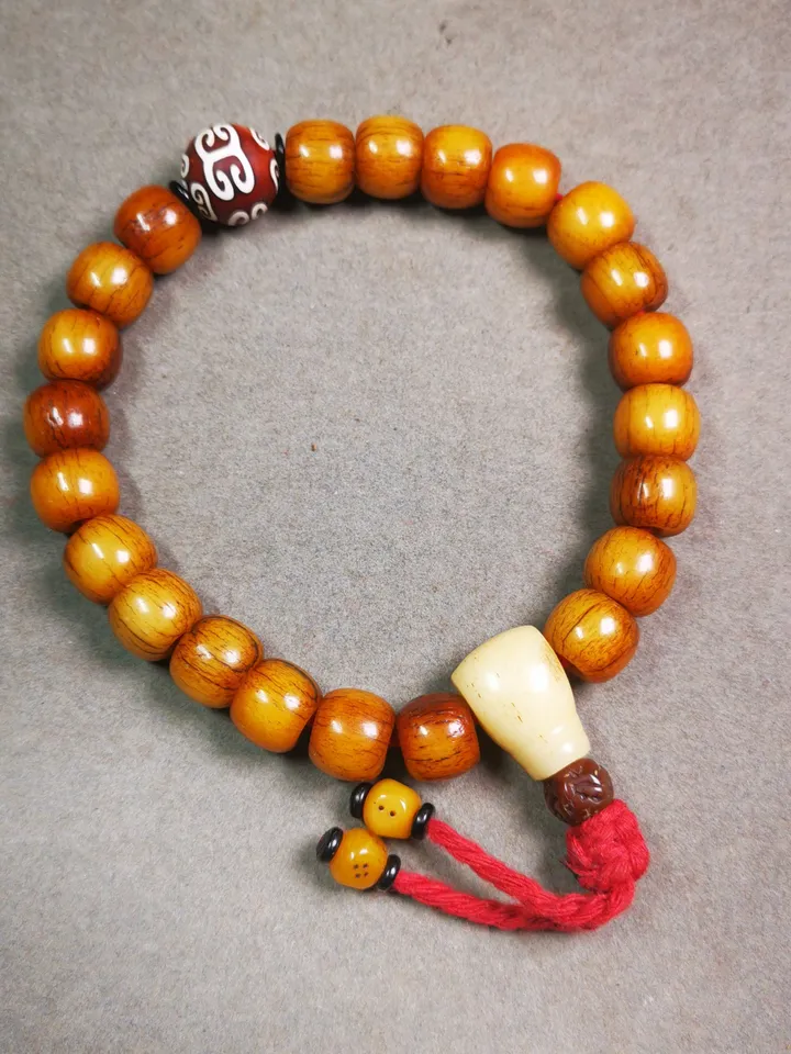 Gandhanra Handmade Tibetan Yak Bone Wrist Mala Bracelet,23 Prayer Beads Bracelet for Men