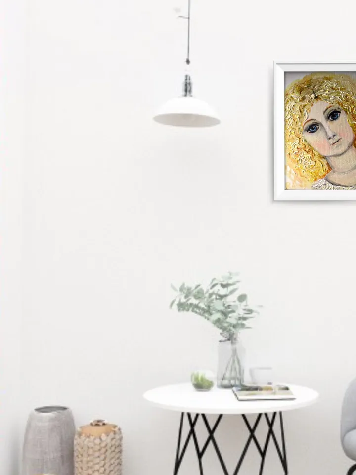 Vintage doll painting,original acrylic painting on stretched 3 d canvas