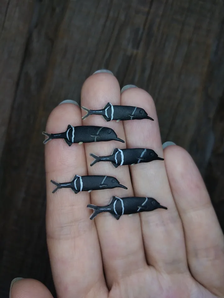 Miniature clay Elephantnose fish 5 pcs, tiny fish for diorama, dollhouse or resin art