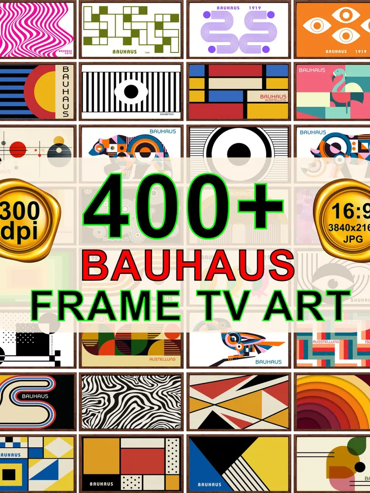 400+ Bauhaus Frame TV Art: Geometric Abstract Collection (Digital Download)