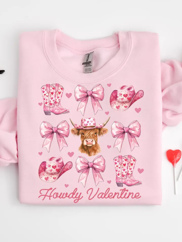 Howdy Valentine Coquette png, Valentines Cow print png, Valentines Sublimation PNG, Pink Cowgirl png, Vday shirt designs, Coquette bow png