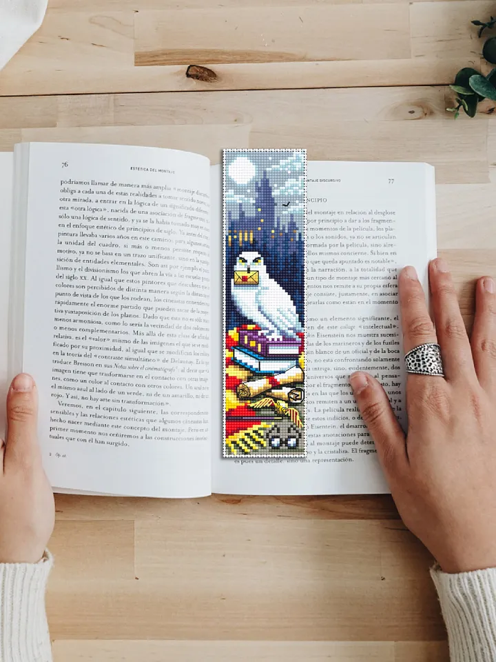 Fantasy bookmark cross stitch pattern download PDF Magic handmade bookmark digital PDF Fairy barn owl cross stitch chart Wizard world #B79