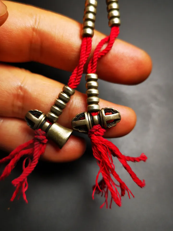 Gandhanra Handmade Tibetan Buddhist Mala Counters,Prayer Bead Counters,with Dorje and Vajra Pendant,Made of White Copper