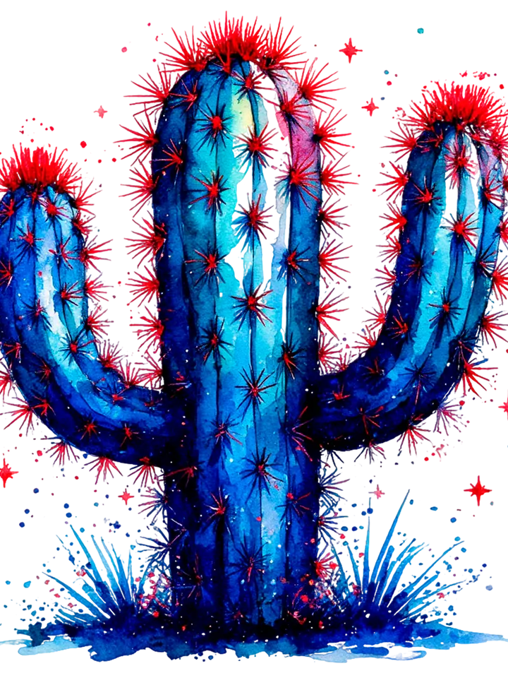 Patriotic Watercolor Cactus Clipart