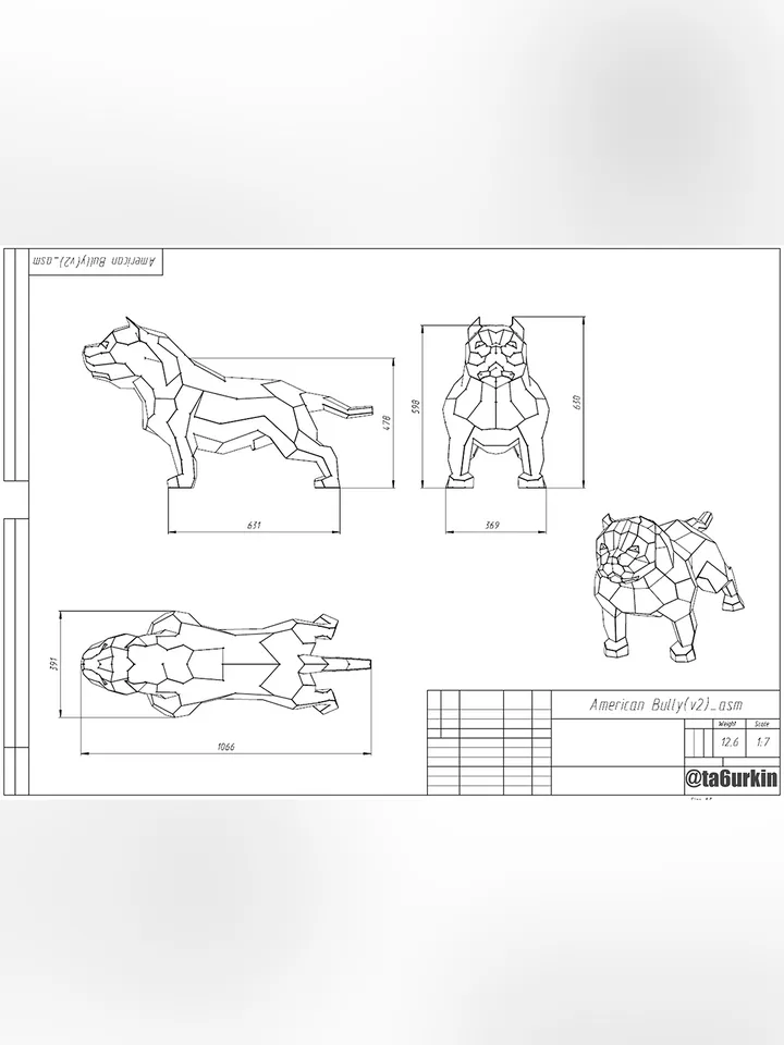 Welding Project Plans Drawings American Bully (v2) (DXF, PDF)