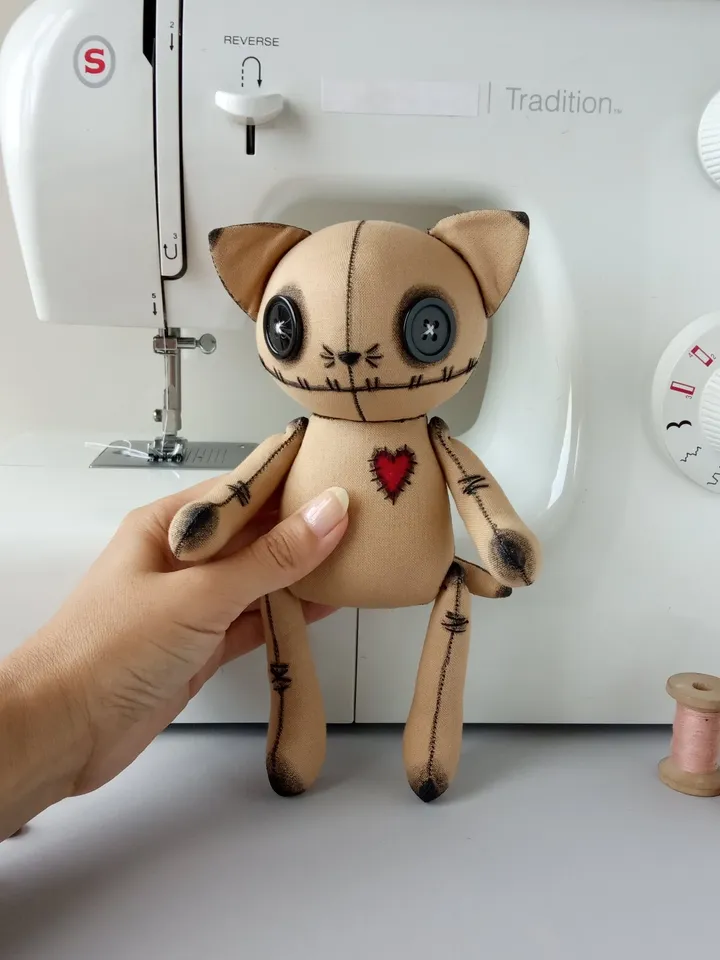 Handmade Stuffed Cat – Beige