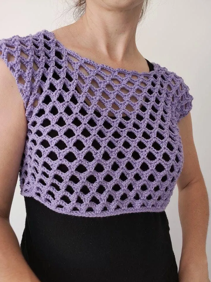 Top Crochet pattern mesh top , beach coverup, crochet summer top | cropped sweater, women top, pdf