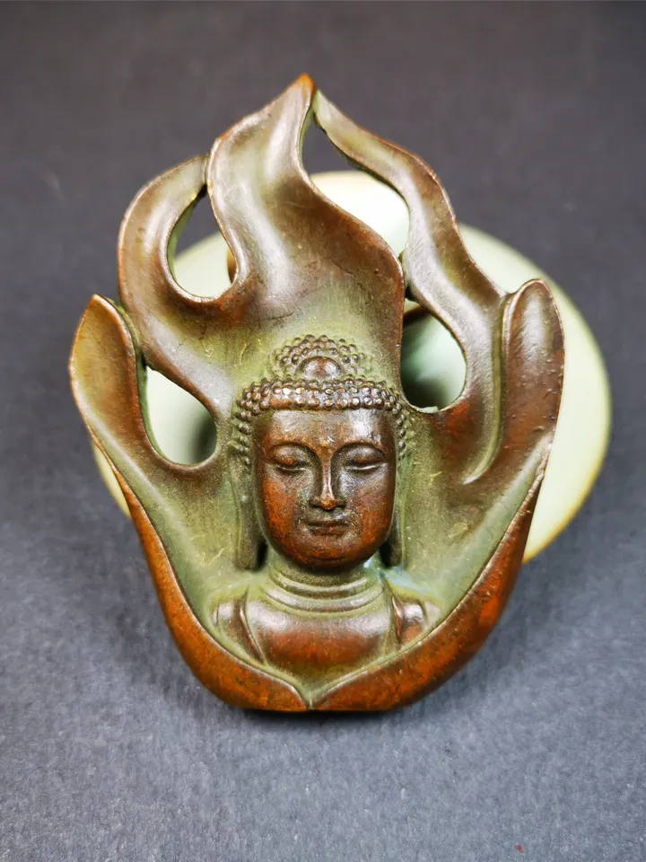 Gandhanra Vintage Shakyamuni Head Statue,Made of Red Copper,Height 2.9"
