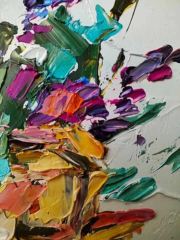 Floral painting Flower Original Art 6 by 6 Rose impasto artwork by Natalia Plotnikova