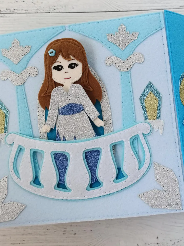 Quiet book Dollhouse pattern, Blue Castle Felt book pattern, Felt doll Pattern with clothes set, Dress up Doll, Busy book pattern for girl