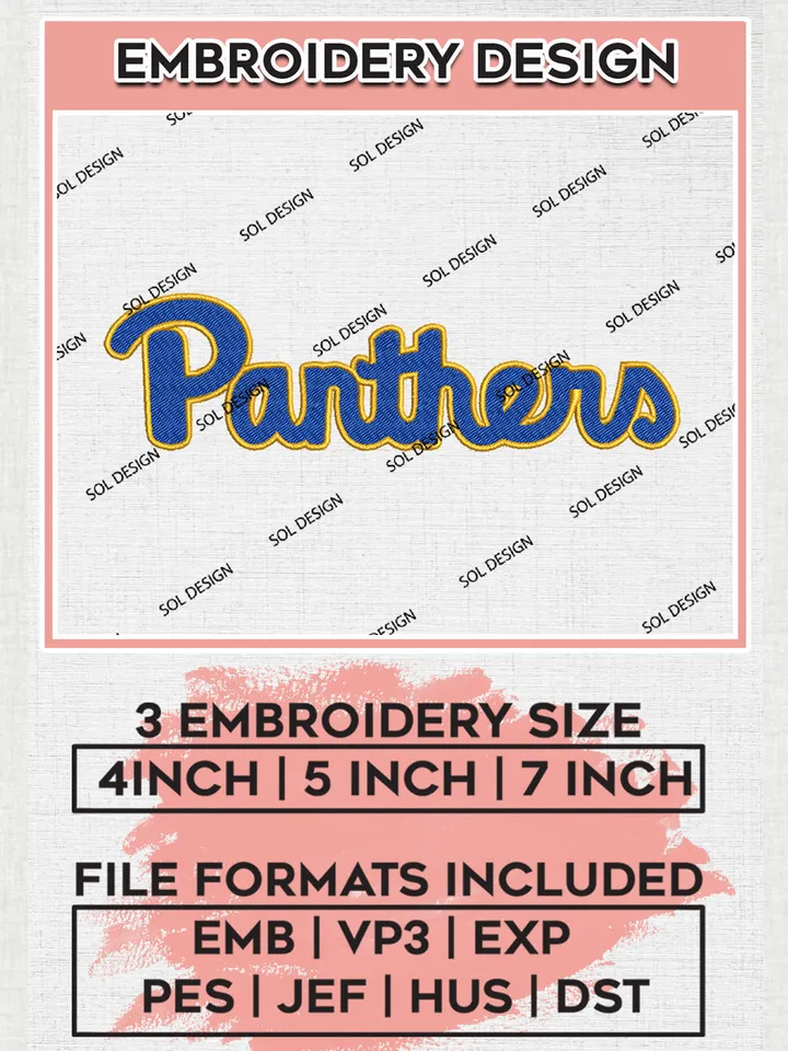 NCAA Panthers Team Writing Logo embroidery designs, NCAA Pittsburgh Panthers Logo Machine embroidery designs, NCAA Team Logo embroidery designs, NCAA Game Day Machine embroidery designs, Digital Download