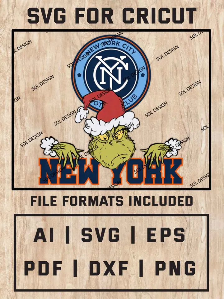 Grinch New York City FC SVG, MLS SVG Design, MLS New York City FC Logo SVG, MLS New York City Cricut, Christmas Svg, Grinch svg, Digital Download