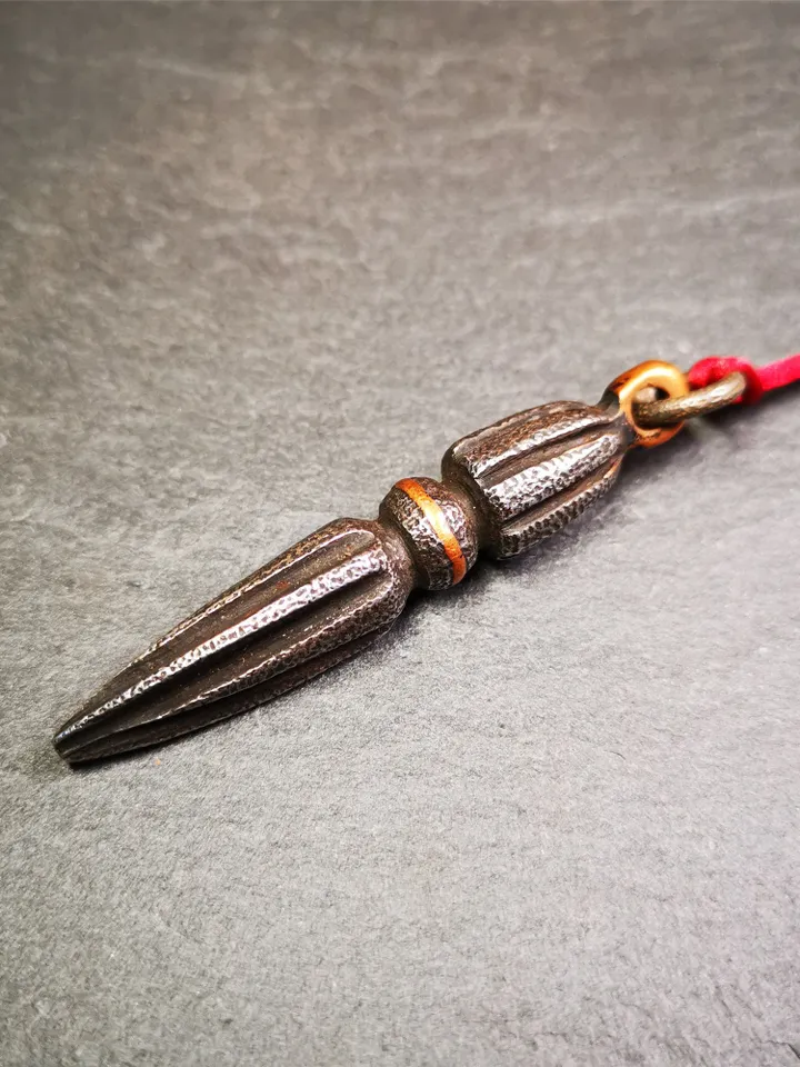 Gandhanra Handmade Tibetan Amulet ,Kila(Dorje Phurba) , Trantic Buddhism Ritual Implement Pendant,Made of Cold Iron,2.5"