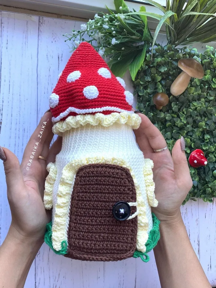 PDF Amanita House, Mushroom amigurumi pattern, Amanita ornament Mushroom House, Crochet decoration, Doll Pattern, Doll House