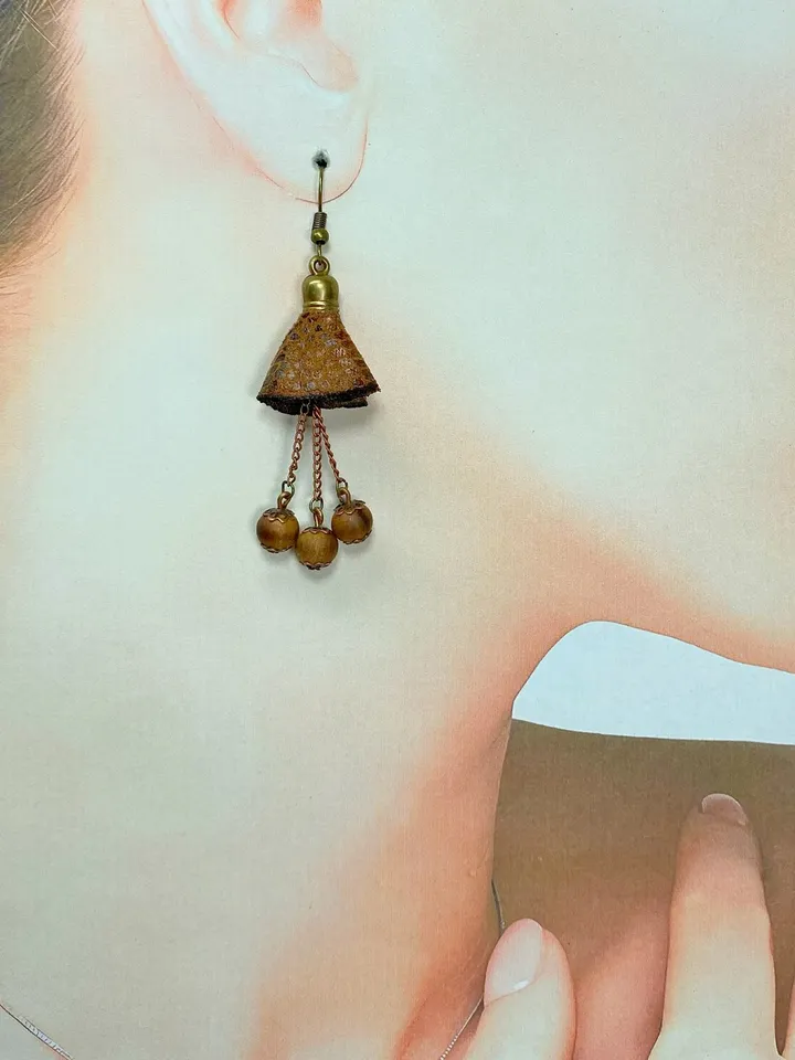 Handmade earrings with wooden beads.