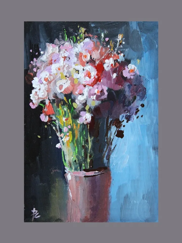 Bouquet of flowers. Oil painting. Original