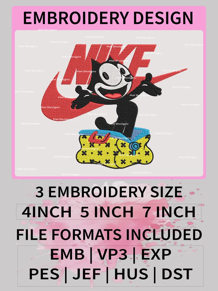 Felix The Cat Nike Embroidery Designs, Machine Embroidery Patte, Felix The Cat Logo Embroidery File.