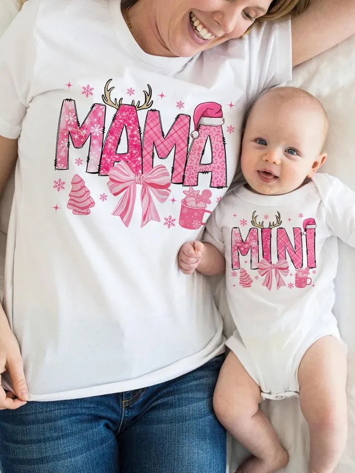 Pink Mama Mini christmas png, mama png, christmas png, Pink Coquette Christmas png, Merry Christmas png, christmas doodles mini png, merry