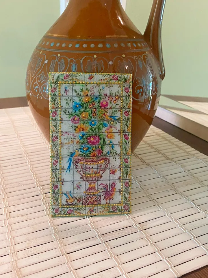 Panel for a dollhouse. 1:12. Painting for a doll. Dollhouse accessories. Tiled panel.
