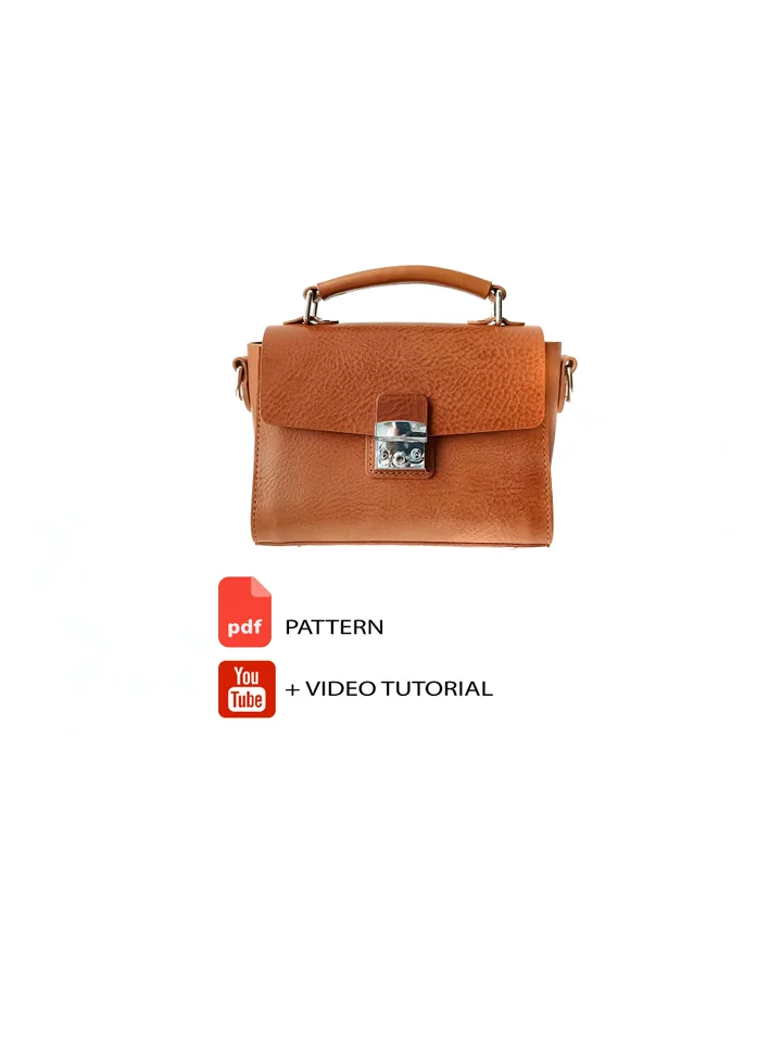 PDF Small women's leather bag - women's leather bag pattern - Download PDF & video TUTORIAL. Crossbody bag pattern.