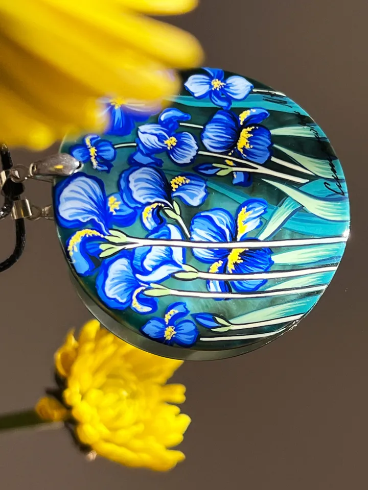 Irises by Van Gogh Pendant: Celebrate Art and Beauty with Our Exquisite Handcrafted Necklace and Sophisticated Accessory for Any Occasion