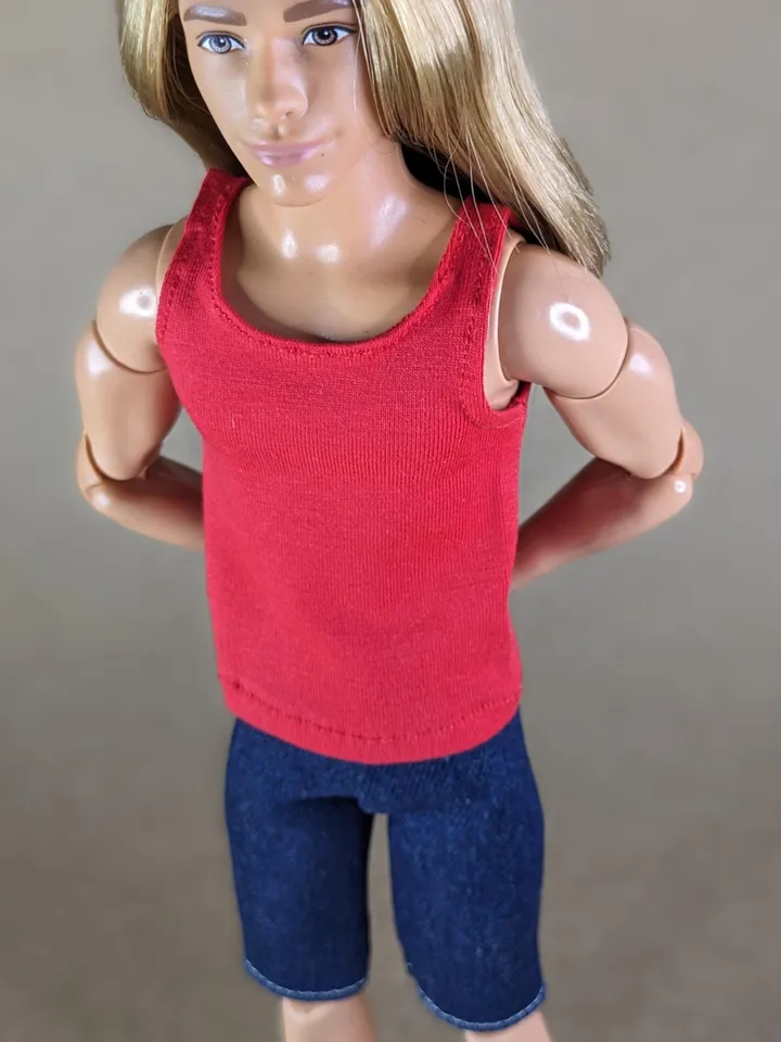 Red tank top for 12 inch fashion male dolls