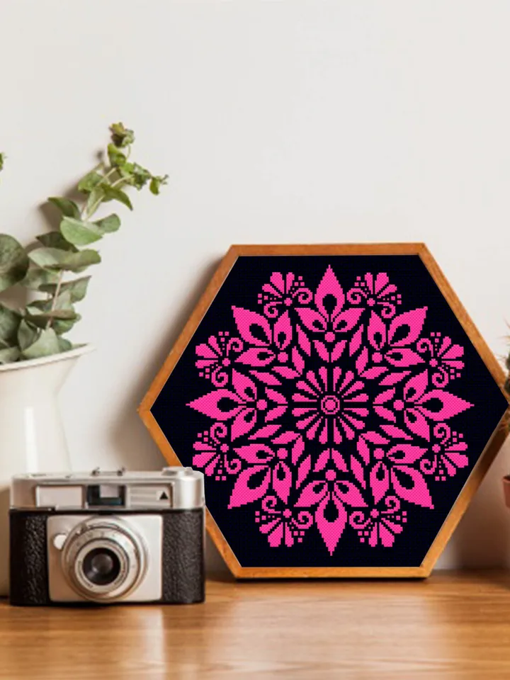Flower mandala cross stitch pattern download PDF Mandala pattern digital Monochrome cross stitch chart Floral ornament cross stitch #M108
