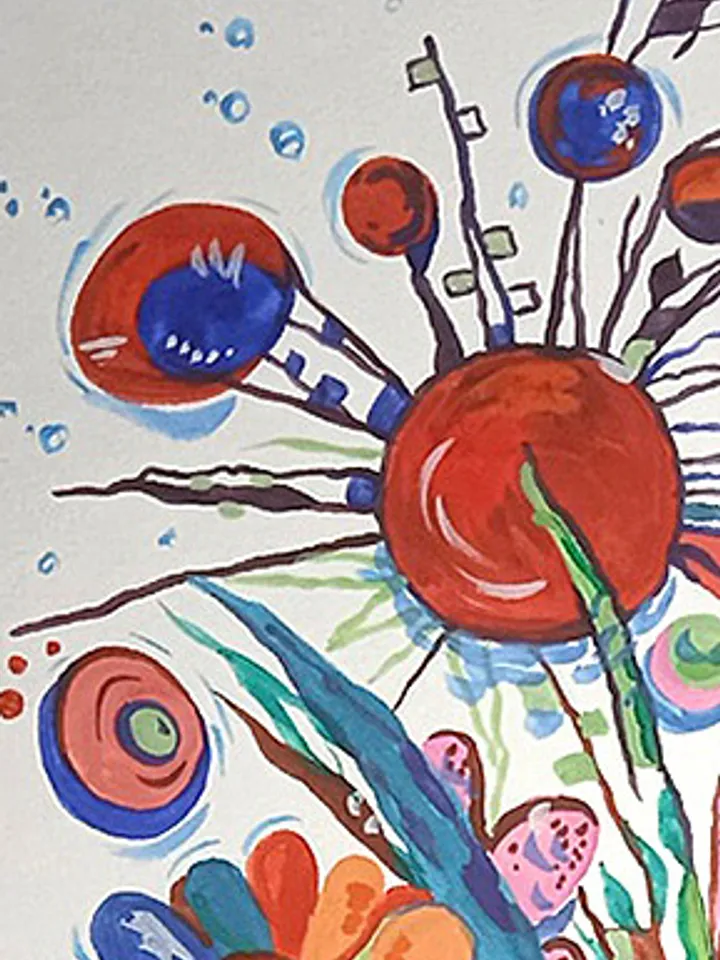 Kandinsky Flowers Style Abstract Original Art Floral Artwork Kandinsky Painting 16.5 by 11.5 Above Sofa Art by TatianaArtShop