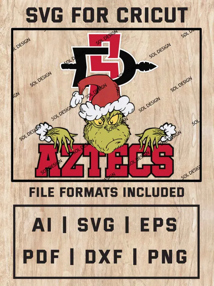 Grinch San Diego State Aztecs SVG, NCAA SVG Design, NCAA San Diego State Aztecs SVG, NCAA Aztecs Cricut, Christmas Svg, Grinch svg, Digital Download