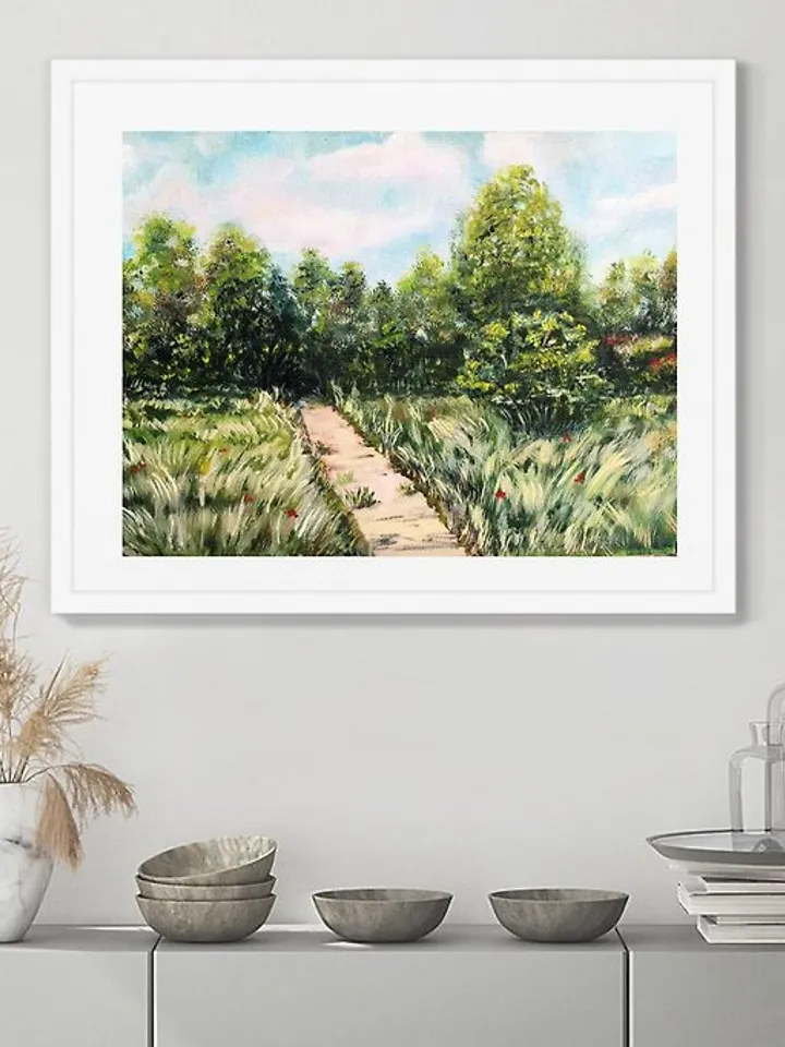 Landscape Oil Painting Art of Nature Fields Trees Roads Trails Lush Grass Summer
