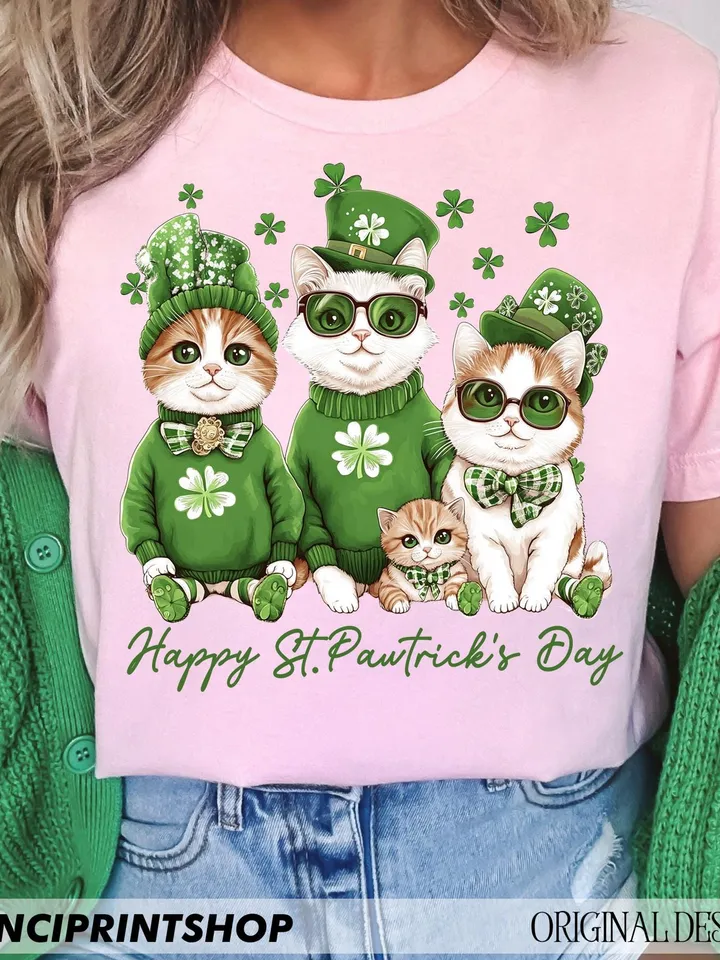 Happy St Pawtrick's Day png, St Pawtrick's Cats png, Funny St Patrick's png, St Patrick's Day png, Irish Shamrock png, Cat lover png,cat png