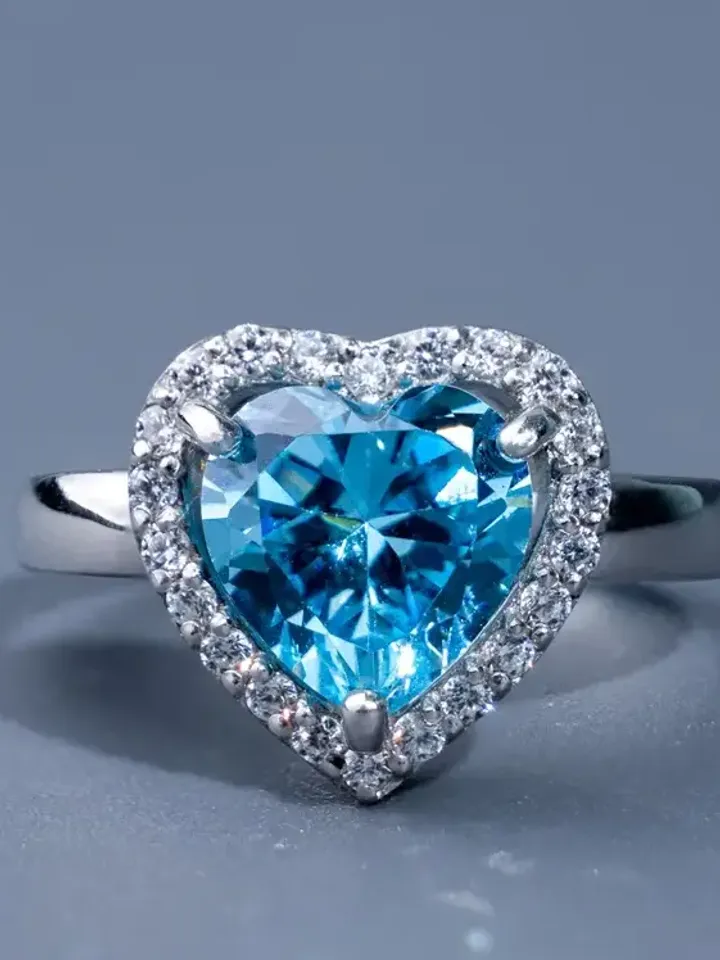 Ring, silver 925 with blue cubic zirconia