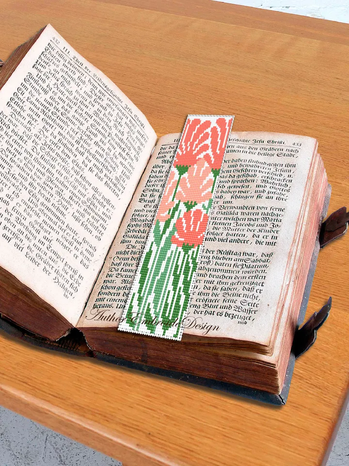 Abstract flowers bookmark cross stitch pattern PDF download Boho flowers cross stitch chart, Modern bookmark pattern digital PDF #B304