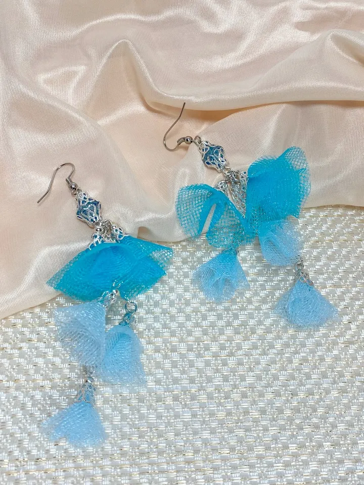 Handmade earrings. Fabric earrings. Bright earrings.