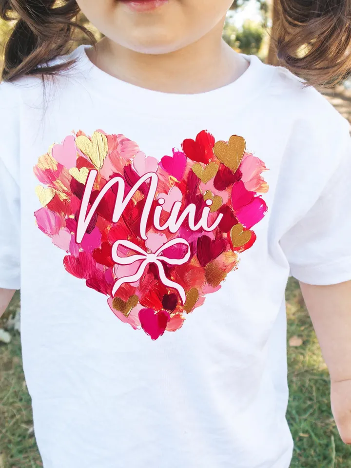 Valentine Day Heart Brushstroke png,Valentine Mama Mini coquette png, Valentines png, Pink Bow png, Pink Mama png, Match mama mini Mama png