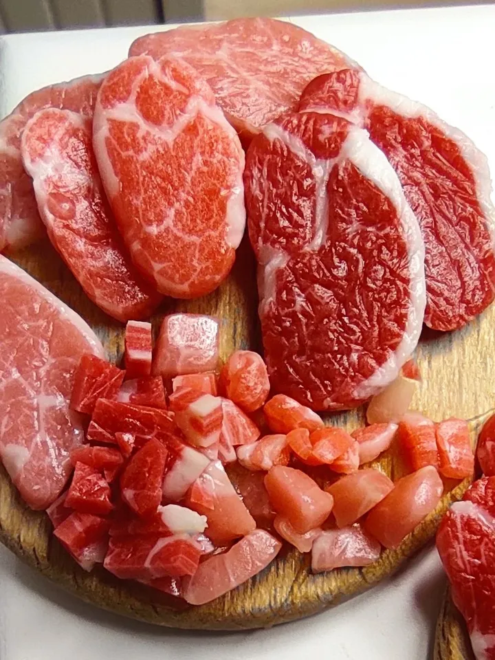 Raw Meat, Farm Food, Mini Food, Dollhouse, Realistic Miniature, Dollhouse miniature, Food for dolls, Miniature meat