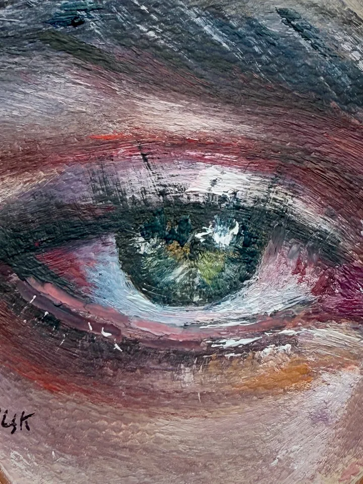 Original Framed Lover's Eye Antique Painting Illustration Vintage Style Small