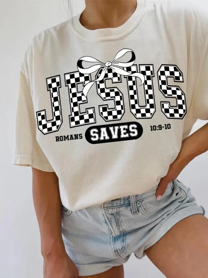 Jesus Saves PNG Digital Design Download, amen png, romans png, christian png, pray png, bible verse png, single color png, retro png