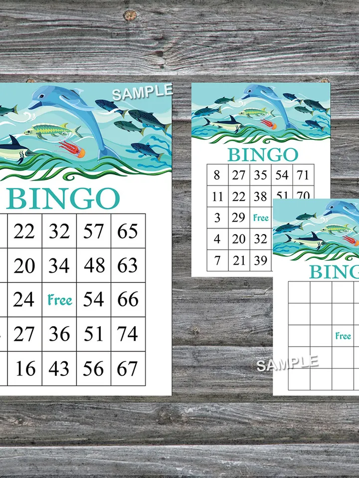 Dolphin bingo cards,Dolphin bingo game,Dolphin printable bingo cards,60 Bingo Cards,INSTANT DOWNLOAD--331