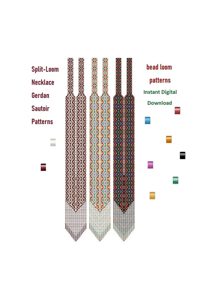 Bead loom patterns «Kaleidoscope» Sautoir-Gerdan-Split-Loom Necklace