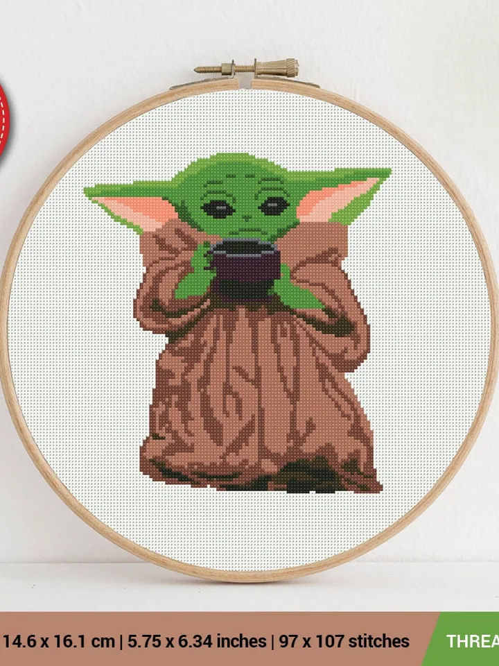 Yoda Cross stitch pattern | Embroidery Pattern | Instant Download | Embroidery Designs