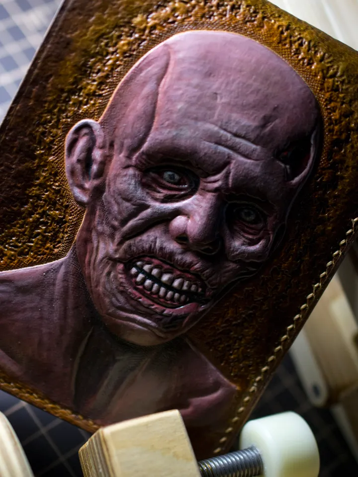 Wallet Genuine brown leather Zombie original handmade