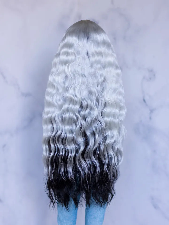 White&black angora wig for Minifee